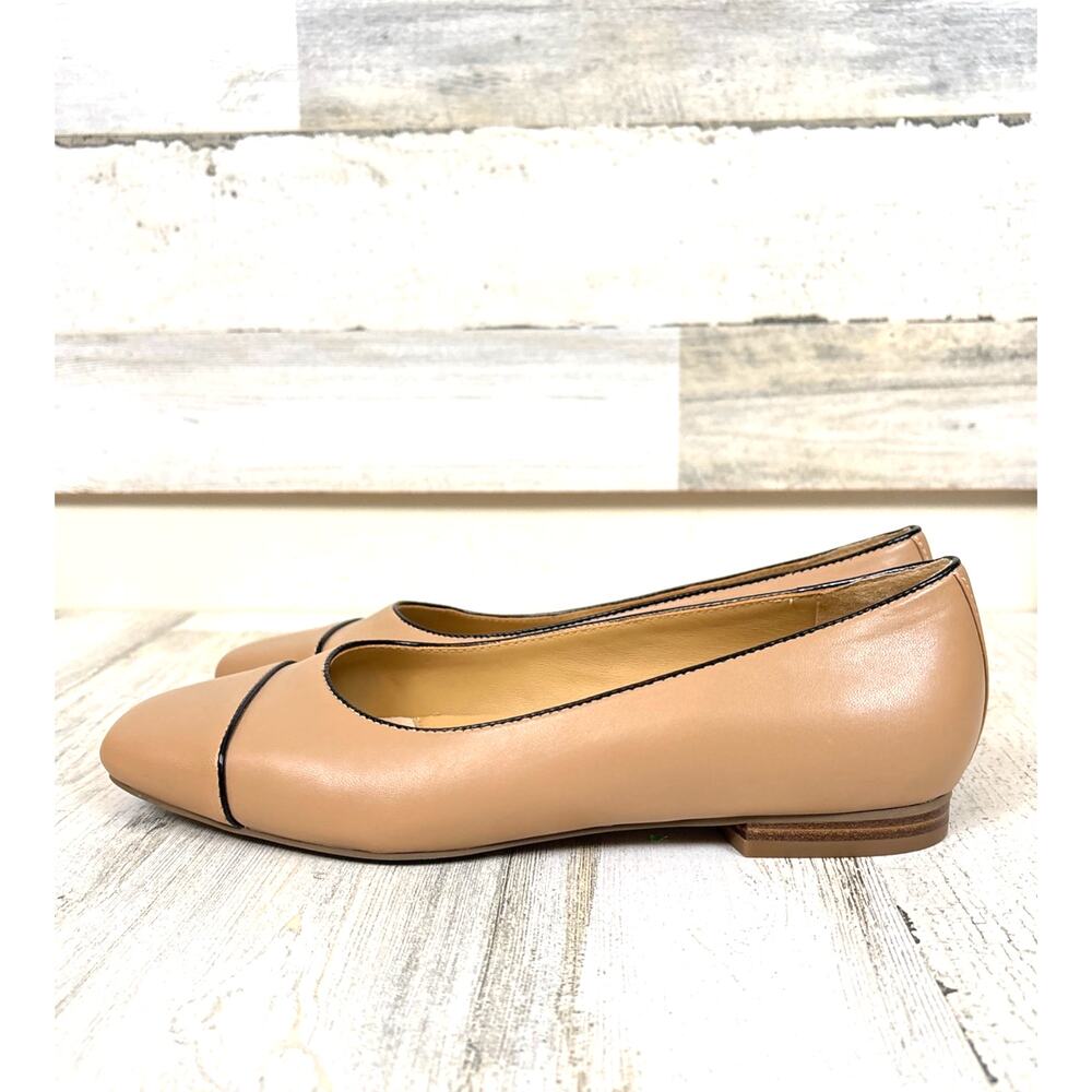 Trotters Womens 9M Tan Black Harbor Flat Leather Dress Shoes NEW
